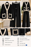 Conjunto de punto de dos piezas beige y negro